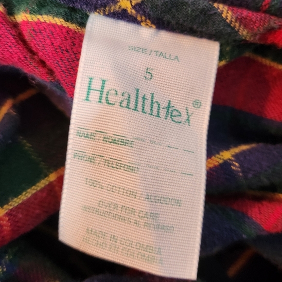 Healthtex Size 5 Girls Kids Plaid/Button Down Ruffled Collar Colorful - Picture 7 of 7